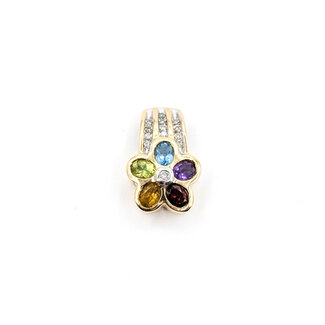 Pendant Slide .10ctw Round Diamonds 1ctw Garnet, Citrine, Peridot, Blue Topaz, Amethyst 10ky .75x.5" 3.1g 126050077