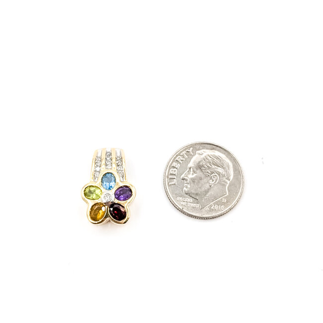 Pendant Slide .10ctw Round Diamonds 1ctw Garnet, Citrine, Peridot, Blue Topaz, Amethyst 10ky .75x.5" 3.1g 126050077