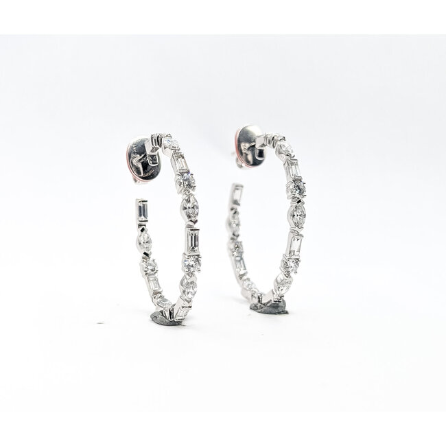 Earrings Ivanka Trump Inside/Outside Hoops 3.72ctw Round, Baguette & Marquise Diamonds 14ky 3mm 1.3x1.1" 8.37g 126050039