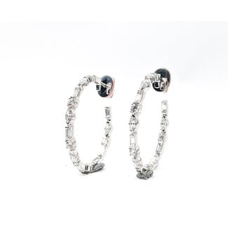 Earrings Ivanka Trump Inside/Outside Hoops 3.72ctw Round, Baguette & Marquise Diamonds 14ky 3mm 1.3x1.1" 8.37g 126050039