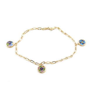 Anklet Paperclip Link Enamel Disc 14ky 3mm 9.5" 3.77g 126052020