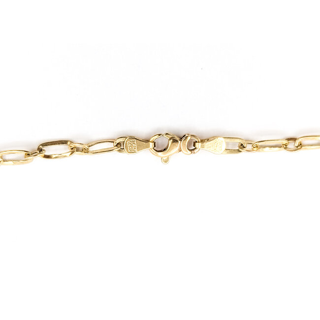 Anklet Paperclip Link Enamel Disc 14ky 3mm 9.5" 3.77g 126052020