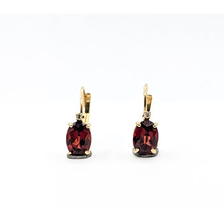 Earrings Leverback Drop .02ctw Round Diamonds 2ctw Red Garnet 10ky .55x.2" 1.26g 126050075