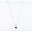 Necklace Quatrefoil 0.15ctw Round Diamonds 0.65ctw Blue Sapphire 14kw 18" 1.62g 126040084