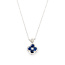 Necklace Quatrefoil 0.15ctw Round Diamonds 0.65ctw Blue Sapphire 14kw 18" 1.62g 126040084