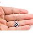 Necklace Quatrefoil 0.15ctw Round Diamonds 0.65ctw Blue Sapphire 14kw 18" 1.62g 126040084