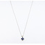 Necklace Quatrefoil 0.15ctw Round Diamonds 0.65ctw Blue Sapphire 14kw 18" 1.62g 126040084
