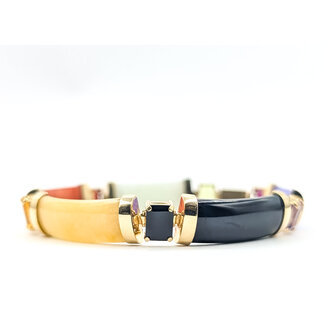 Bracelet 35ctw Multi-Color Jade 7.2ctw Peridot, Garnet, Citrine, Onyx, Amethyst, Purple Garnet 14ky 10mm 7" 17.69g 226050036