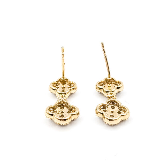 Earrings Quatrefoil Dangle 1.05ctw Round Diamonds 14ky .75x.4" 3.15g 126040078