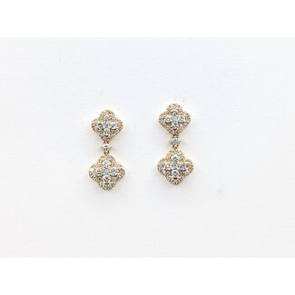 Earrings Quatrefoil Dangle 1.05ctw Round Diamonds 14ky .75x.4" 3.15g 126040078