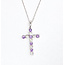 Pendant Cross W/Chain 0.40ctw Round Diamonds 0.36ctw Purple Amethyst 10kw 18" 1.51g 126040086