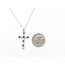 Pendant Cross W/Chain 0.40ctw Round Diamonds 0.36ctw Purple Amethyst 10kw 18" 1.51g 126040086