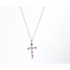 Pendant Cross W/Chain 0.40ctw Round Diamonds 0.36ctw Purple Amethyst 10kw 18" 1.51g 126040086