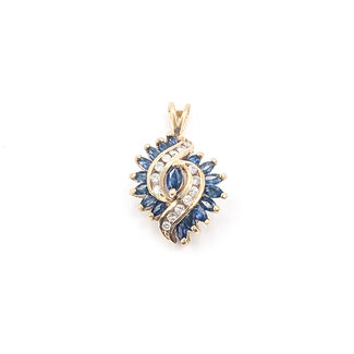Pendant Bypass .12ctw Round Diamonds .75ctw Blue Sapphire 14ky 2.18g 226050055