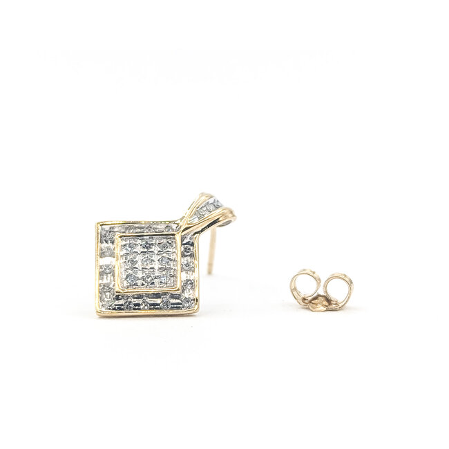 Earrings Stud Square .25ctw Round Diamonds 10ktt .75x.55" 2.93g 226050025
