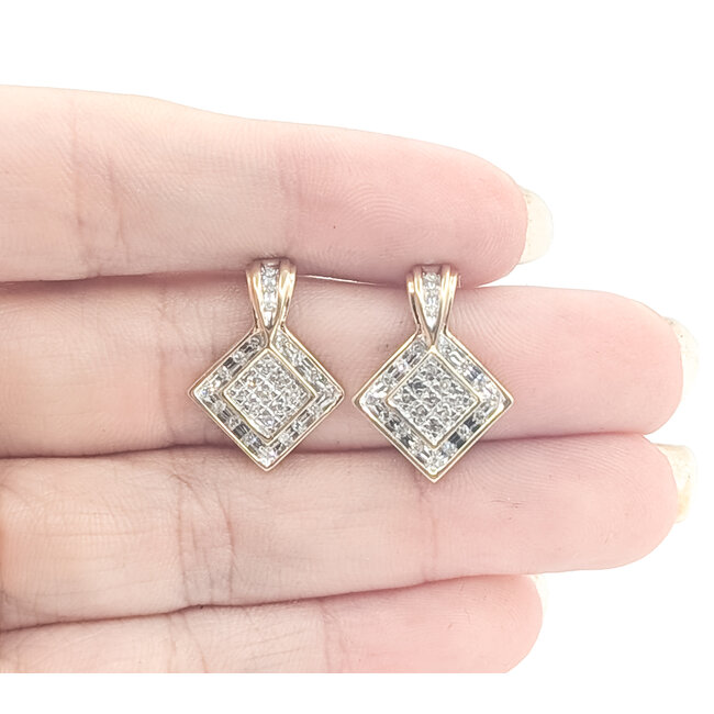 Earrings Stud Square .25ctw Round Diamonds 10ktt .75x.55" 2.93g 226050025