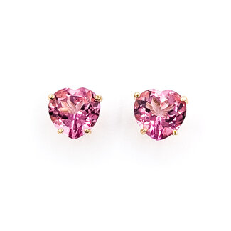 Earrings Stud Heart 10ctw Pink Topaz 14ky 10mm 3.92g 226050023