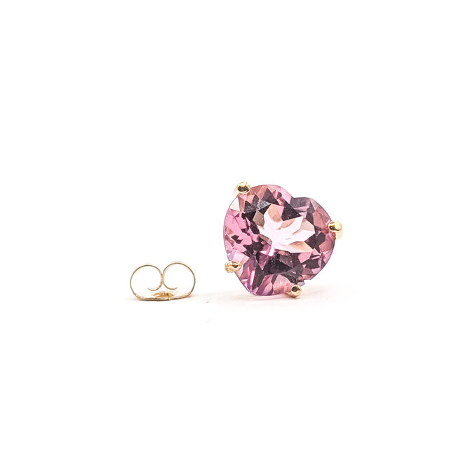 Earrings Stud Heart 10ctw Pink Topaz 14ky 10mm 3.92g 226050023
