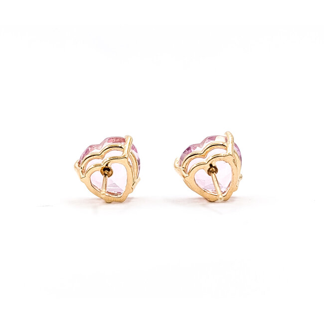 Earrings Stud Heart 10ctw Pink Topaz 14ky 10mm 3.92g 226050023