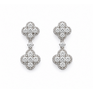 Earrings Quatrefoil Dangle 1.05ctw Round Diamonds 14kw .75x.4" 3.24g 126040077