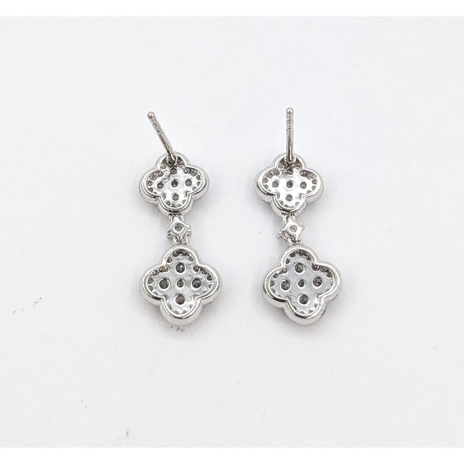 Earrings Quatrefoil Dangle 1.05ctw Round Diamonds 14kw .75x.4" 3.24g 126040077