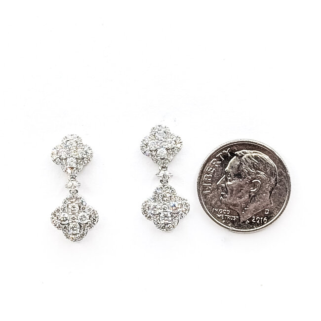 Earrings Quatrefoil Dangle 1.05ctw Round Diamonds 14kw .75x.4" 3.24g 126040077