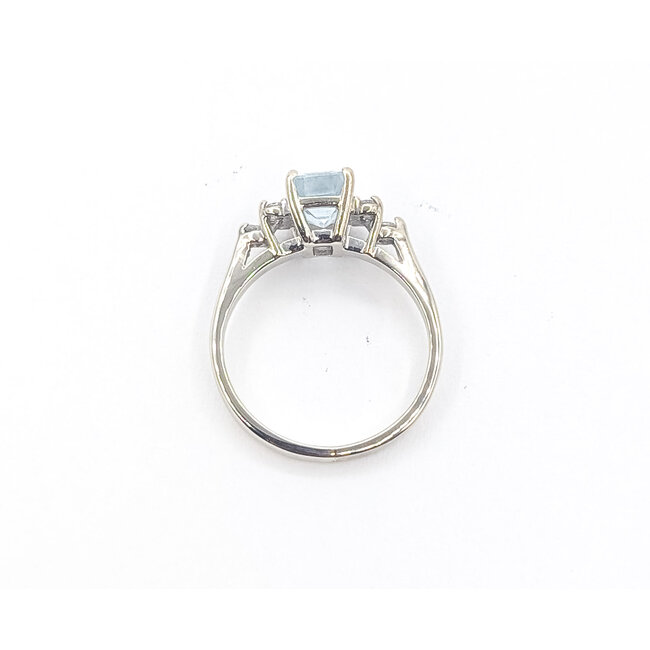Ring 7-Stone .10ctw Round Diamonds 1.2ct Sky Blue Aquamarine 14kw 2mm Sz5 2.43g 226050038