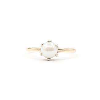 Ring Solitaire 6mm White Pearl 10ky 1.6mm Sz6.5 1.40g 226050022