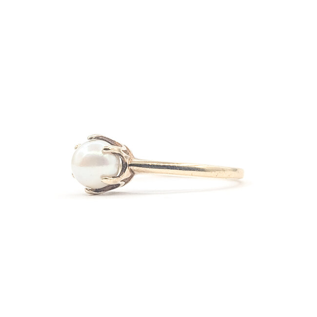 Ring Solitaire 6mm White Pearl 10ky 1.6mm Sz6.5 1.40g 226050022