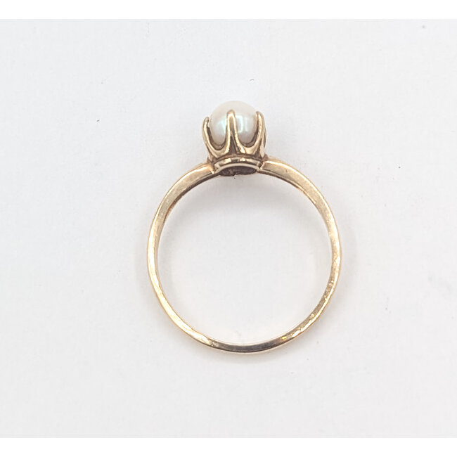 Ring Solitaire 6mm White Pearl 10ky 1.6mm Sz6.5 1.40g 226050022