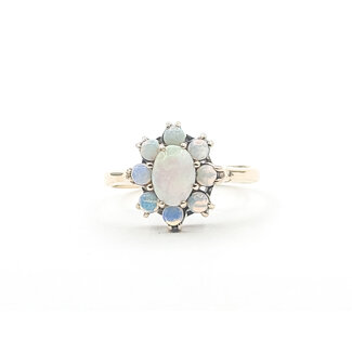 Ring 9-Stone .82ctw Crystal Opal 10ky Sz7 3.01g 226050056