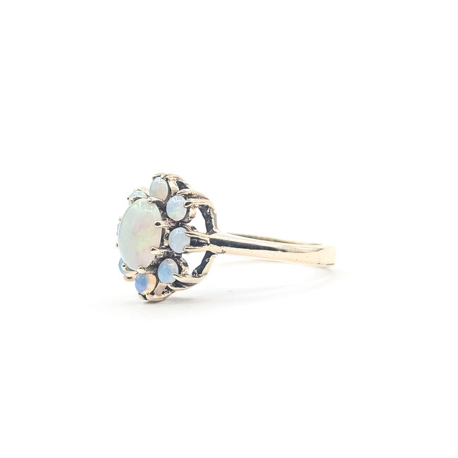Ring 9-Stone .82ctw Crystal Opal 10ky Sz7 3.01g 226050056
