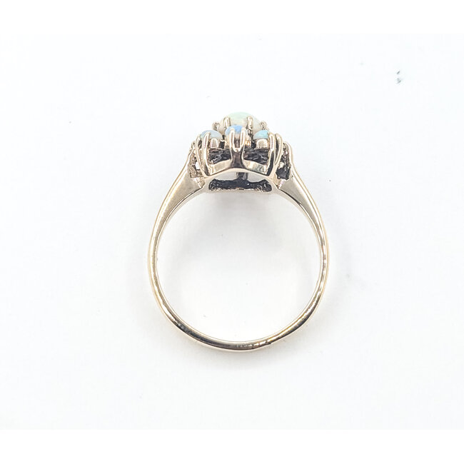 Ring 9-Stone .82ctw Crystal Opal 10ky Sz7 3.01g 226050056