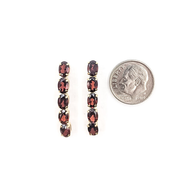 Earrings Bar 4.40ctw Red Garnet 14ky 1.12x.1" 2.52g 226050045