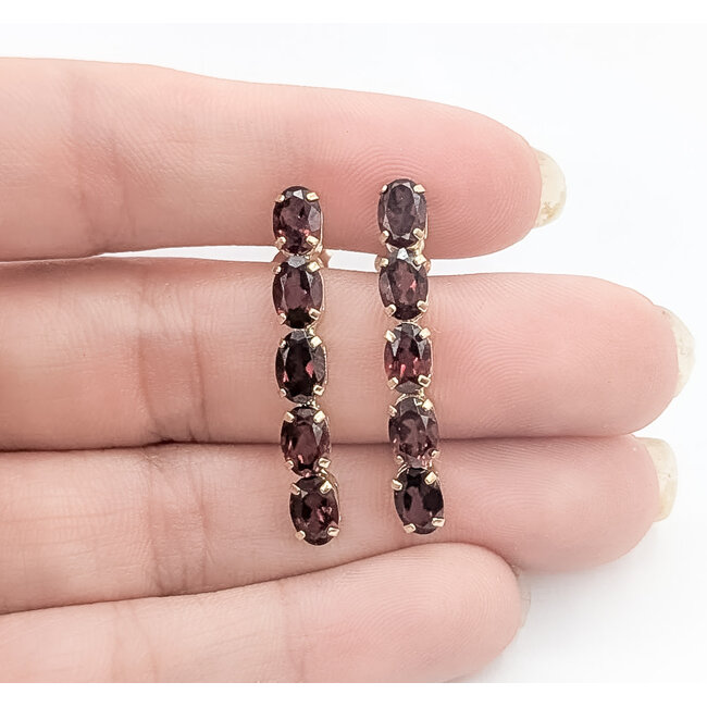 Earrings Bar 4.40ctw Red Garnet 14ky 1.12x.1" 2.52g 226050045