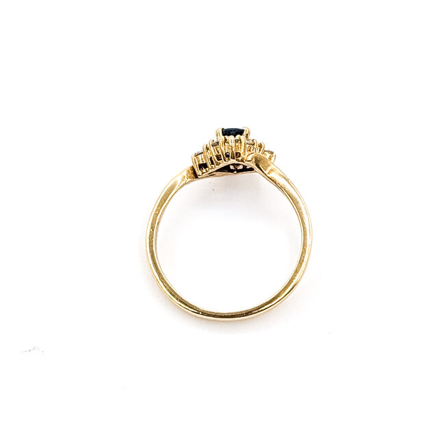 Ring Halo .12ctw Round Diamonds .25ct Blue Sapphire 14ky 9mm Sz5 1.98g 226050050