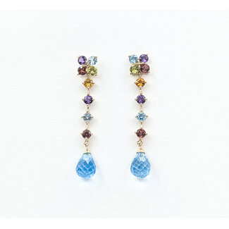 Earrings Dangle 2.5ctw Topaz, Garnet, Peridot, Citrine 10ky 1.5x.25" 3.05g 226050027