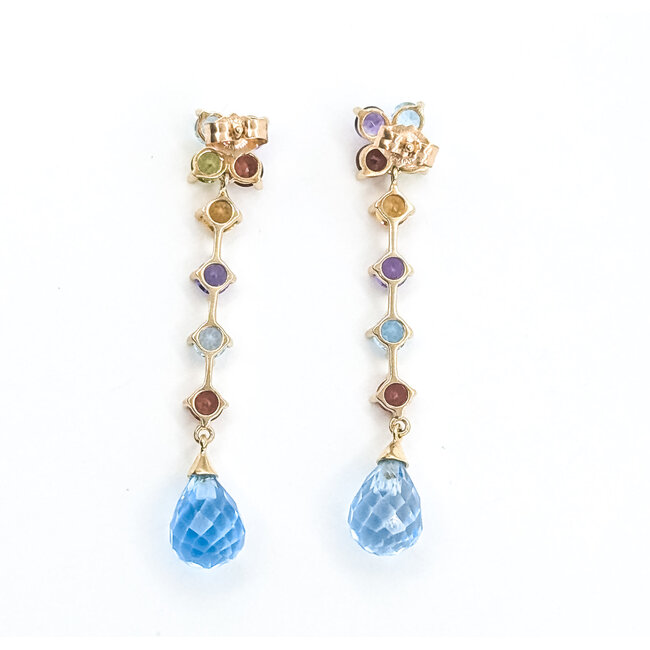 Earrings Dangle 2.5ctw Topaz, Garnet, Peridot, Citrine 10ky 1.5x.25" 3.05g 226050027