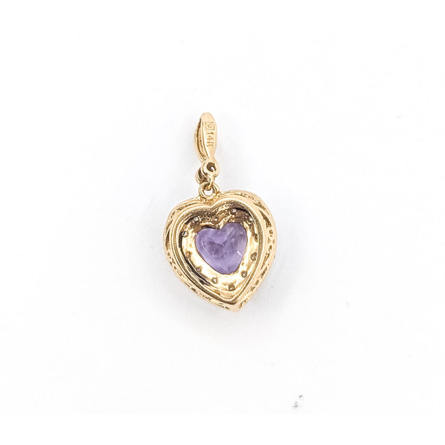 Pendant Heart  .16ctw Round Diamonds  1.15ct Purple Amethyst    14ky  .8x.5" 1.84g 226050052