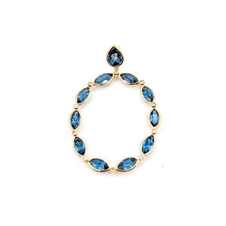 Pendant Oval .12ctw Round Diamonds 7.5ctw London Blue Topaz 14ky 2.1x1.5" 6.17g 226050037