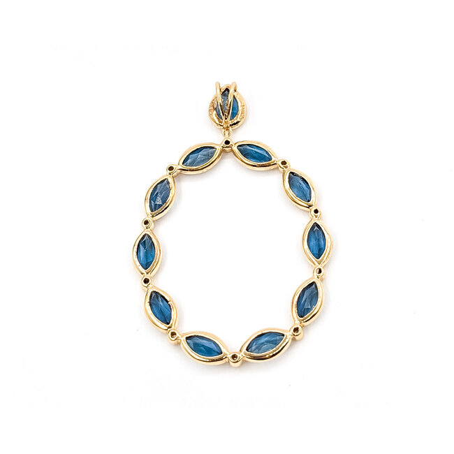 Pendant Oval .12ctw Round Diamonds 7.5ctw London Blue Topaz 14ky 2.1x1.5" 6.17g 226050037