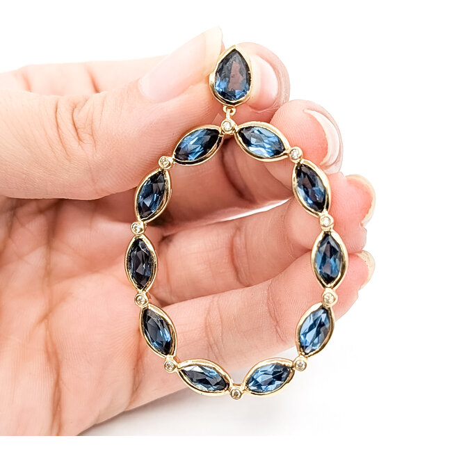 Pendant Oval .12ctw Round Diamonds 7.5ctw London Blue Topaz 14ky 2.1x1.5" 6.17g 226050037