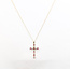 Pendant Cross W/Chain 0.40ctw Round Diamonds 0.50ctw Pink Tourmaline 10ky 18" 1.39g 126040088