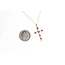 Pendant Cross W/Chain 0.40ctw Round Diamonds 0.50ctw Pink Tourmaline 10ky 18" 1.39g 126040088