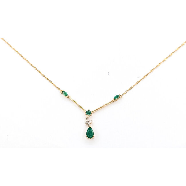 Necklace V-Drop .04ctw Round Diamonds 10ky 17" 2.22g 226050032
