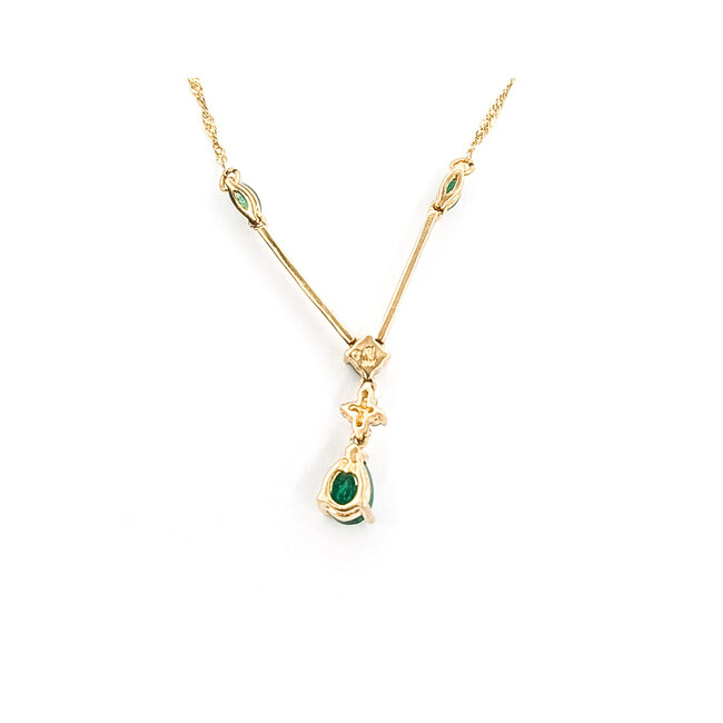Necklace V-Drop .04ctw Round Diamonds 10ky 17" 2.22g 226050032
