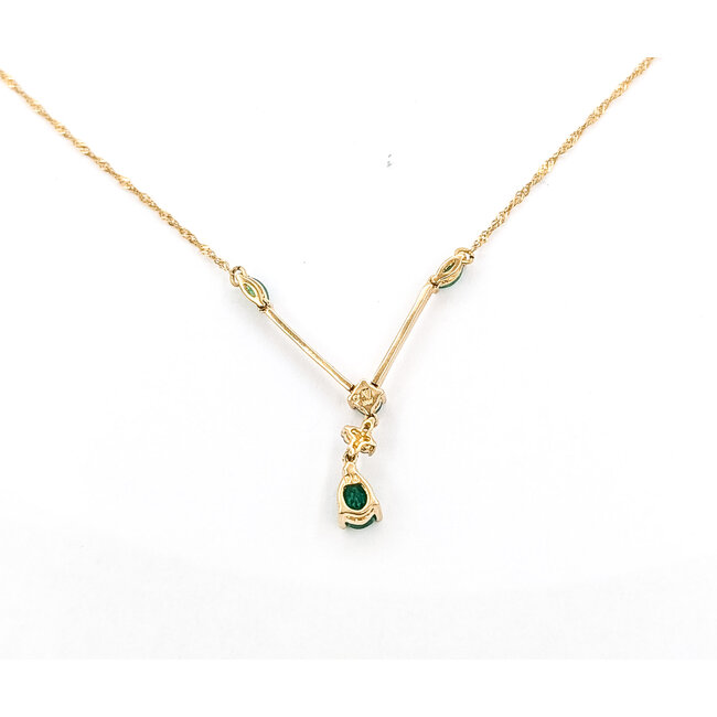 Necklace V-Drop .04ctw Round Diamonds 10ky 17" 2.22g 226050032