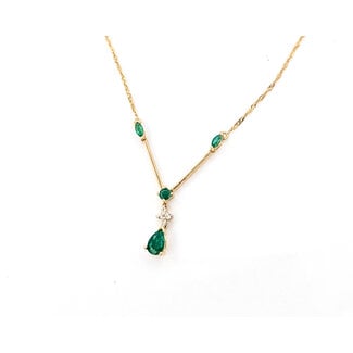Necklace V-Drop .04ctw Round Diamonds 10ky 17" 2.22g 226050032
