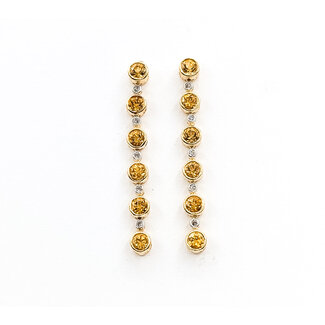 Earrings Dangle .10ctw Round Diamonds 1.6ctw Golden Citrine 10ky 1.6x.12" 3.6g 226050028