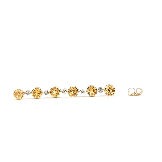 Earrings Dangle .10ctw Round Diamonds 1.6ctw Golden Citrine 10ky 1.6x.12" 3.6g 226050028